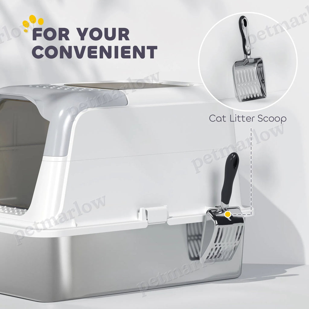Enclosed Stainless Steel Litter Box for Cats – view 5