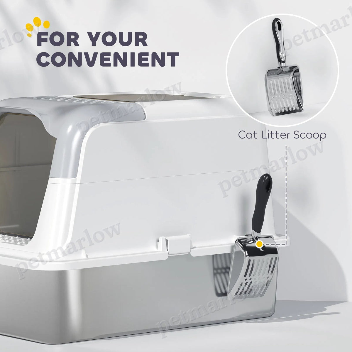 Enclosed Stainless Steel Litter Box for Cats – view 5