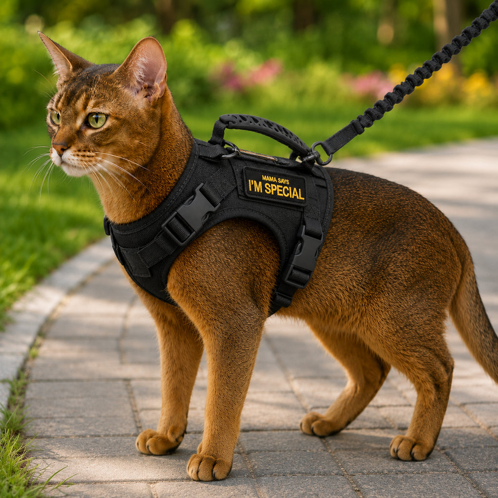 Escape-Resistant Adjustable Breathable Mesh Cat Harness (Vest-Style) – Black