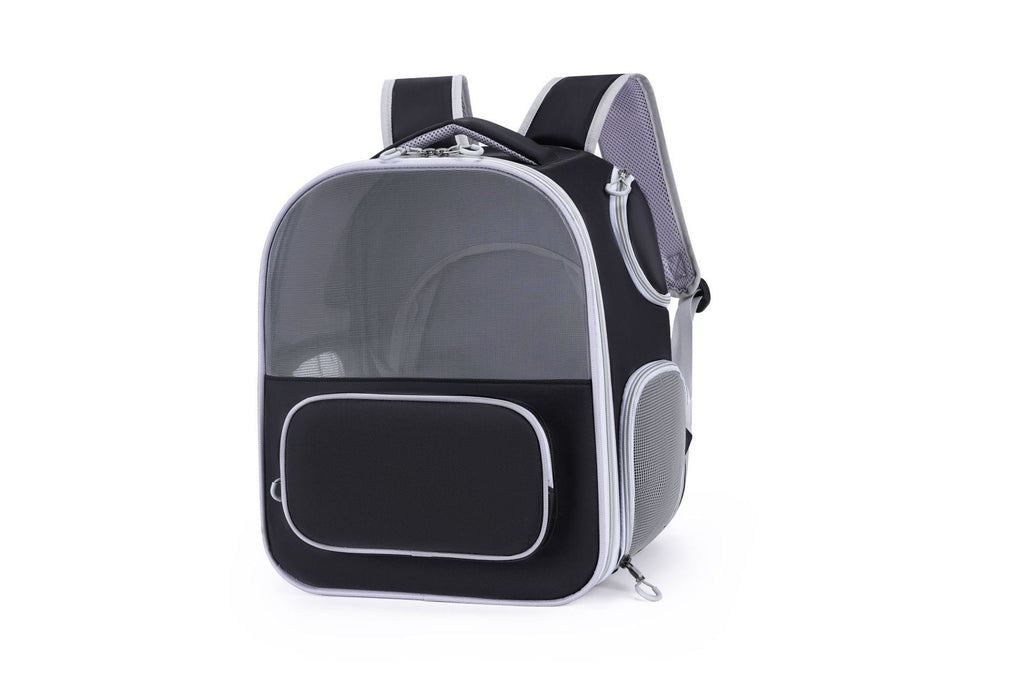 Expandable Pet Designer Dog Bag Pet Strollers Dog Cat Backpack – Black