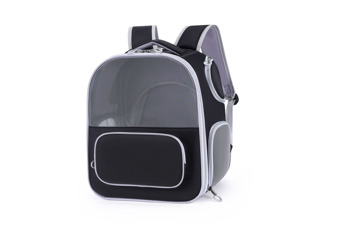 Expandable Pet Designer Dog Bag Pet Strollers Dog Cat Backpack – Black