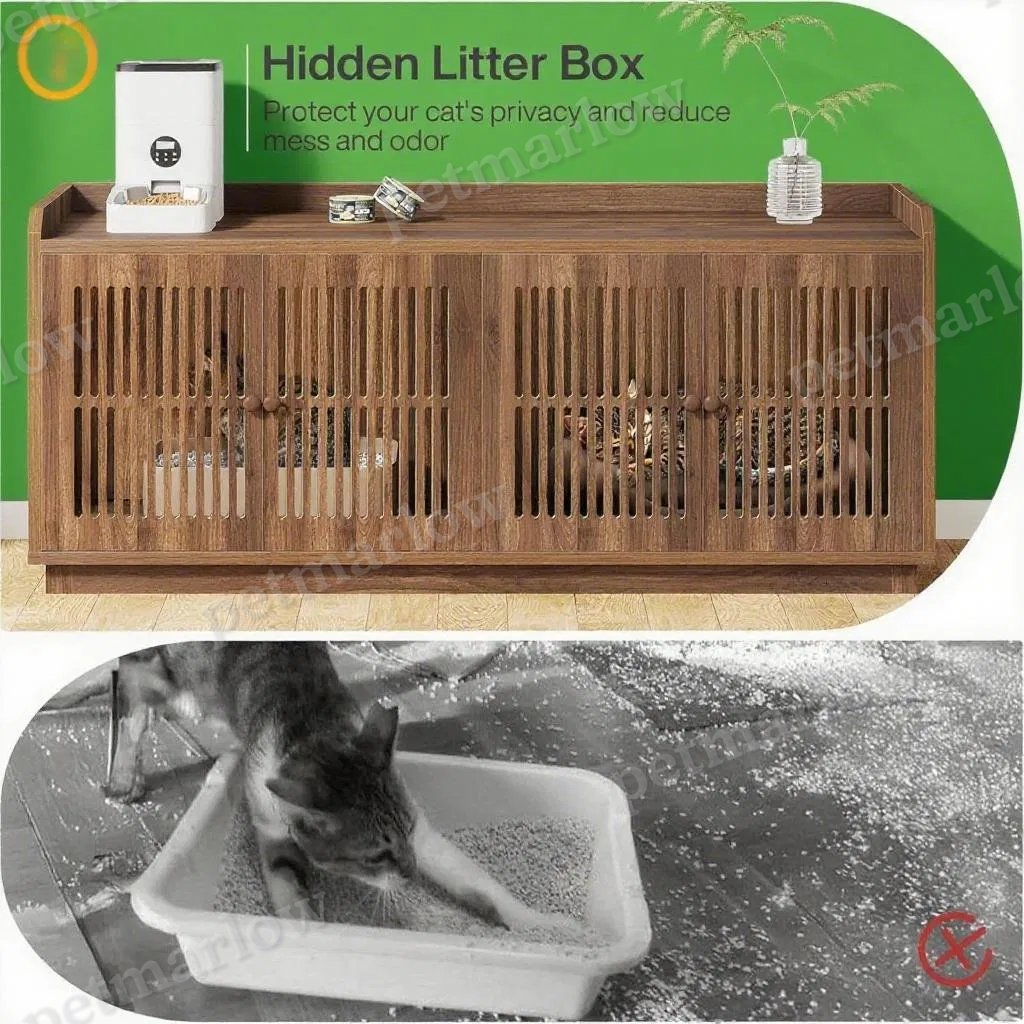 Extra Large Cat Litter Box Enclosure with Storage – view 3
