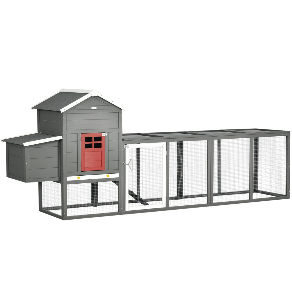 Extra Large Chicken Coop with Slide-Out Tray and Nesting Box – Gray / 1065x640x175 mm