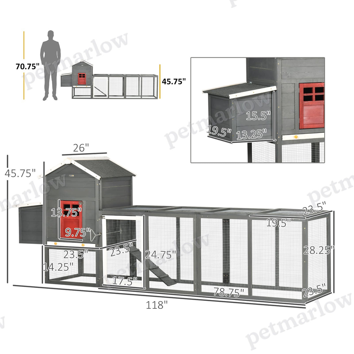 Extra Large Chicken Coop with Slide-Out Tray and Nesting Box – view 5