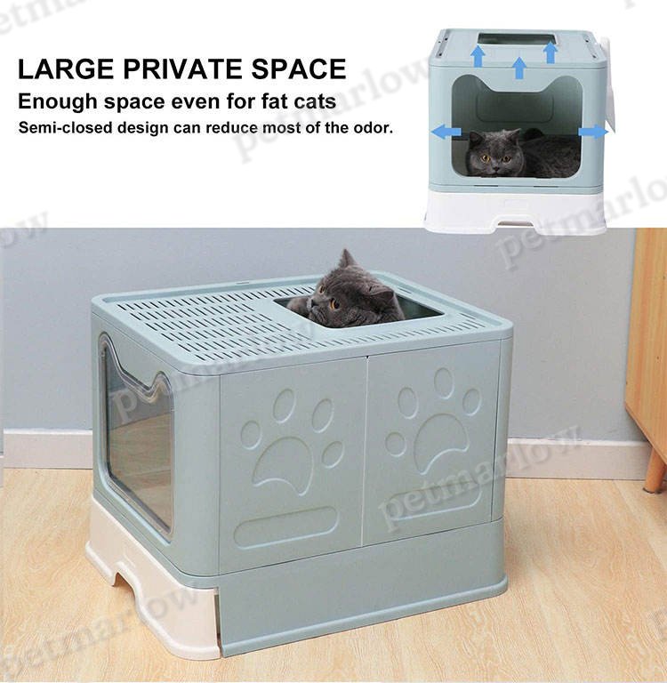 Extra Large Enclosed Cat Litter Box with Lid and Scoop – view 3