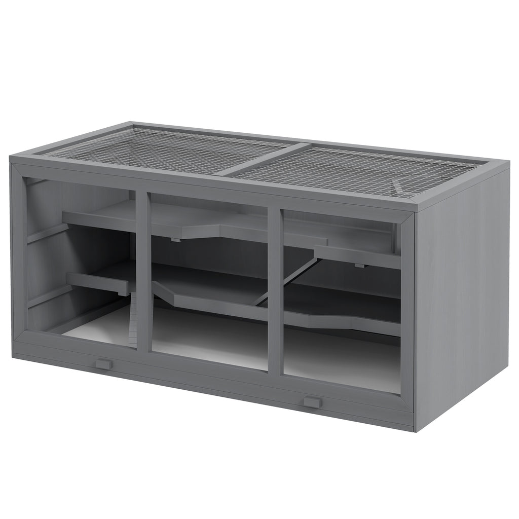 Extra Large Hamster Cage with Opening Roof and Ramps – Gray / 1215x185x608 mm