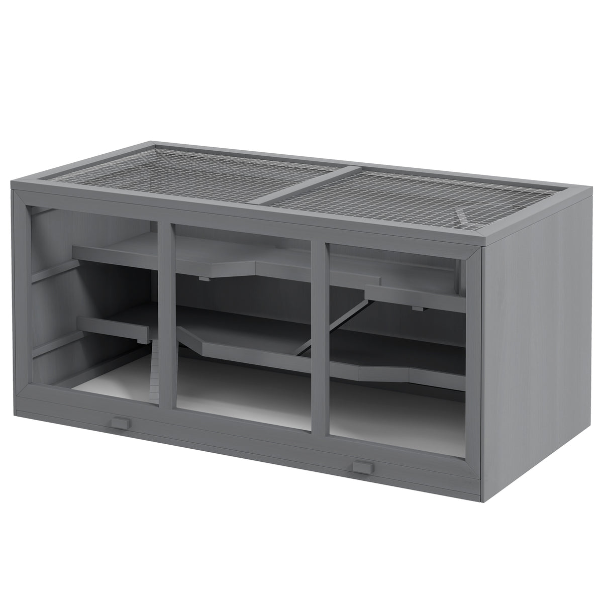 Extra Large Hamster Cage with Opening Roof and Ramps – Gray / 1215x185x608 mm