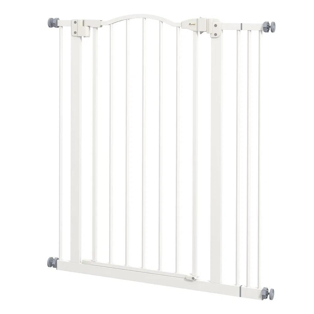 Extra Tall Dog Gate with Auto Close and Double Locking – White