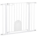Extra Wide Pet Gate Barrier with Small Door for Dogs – White