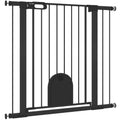 Extra Wide Pet Gate Barrier with Small Door for Dogs – Black