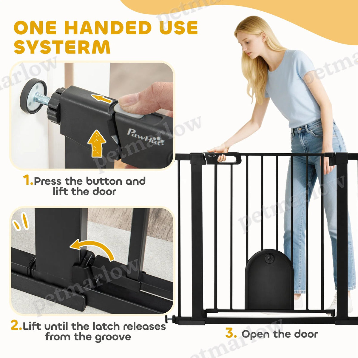 Extra Wide Pet Gate Barrier with Small Door for Dogs – view 3
