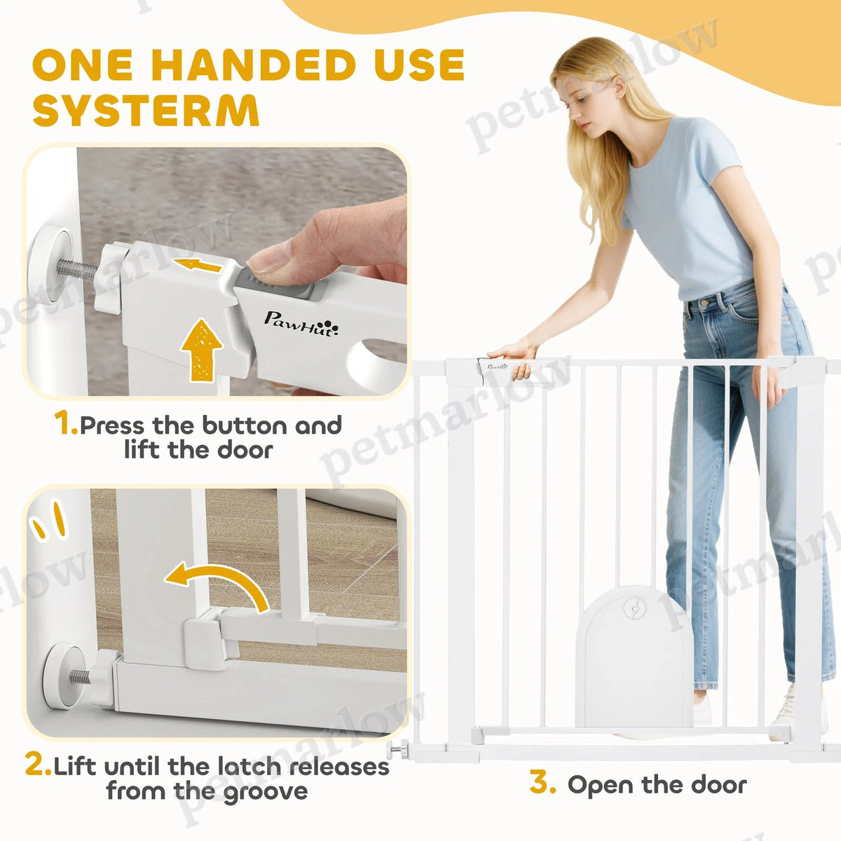 Extra Wide Pet Gate Barrier with Small Door for Dogs – view 3