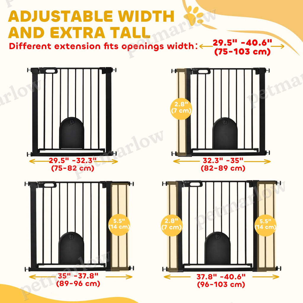 Extra Wide Pet Gate Barrier with Small Door for Dogs – view 4