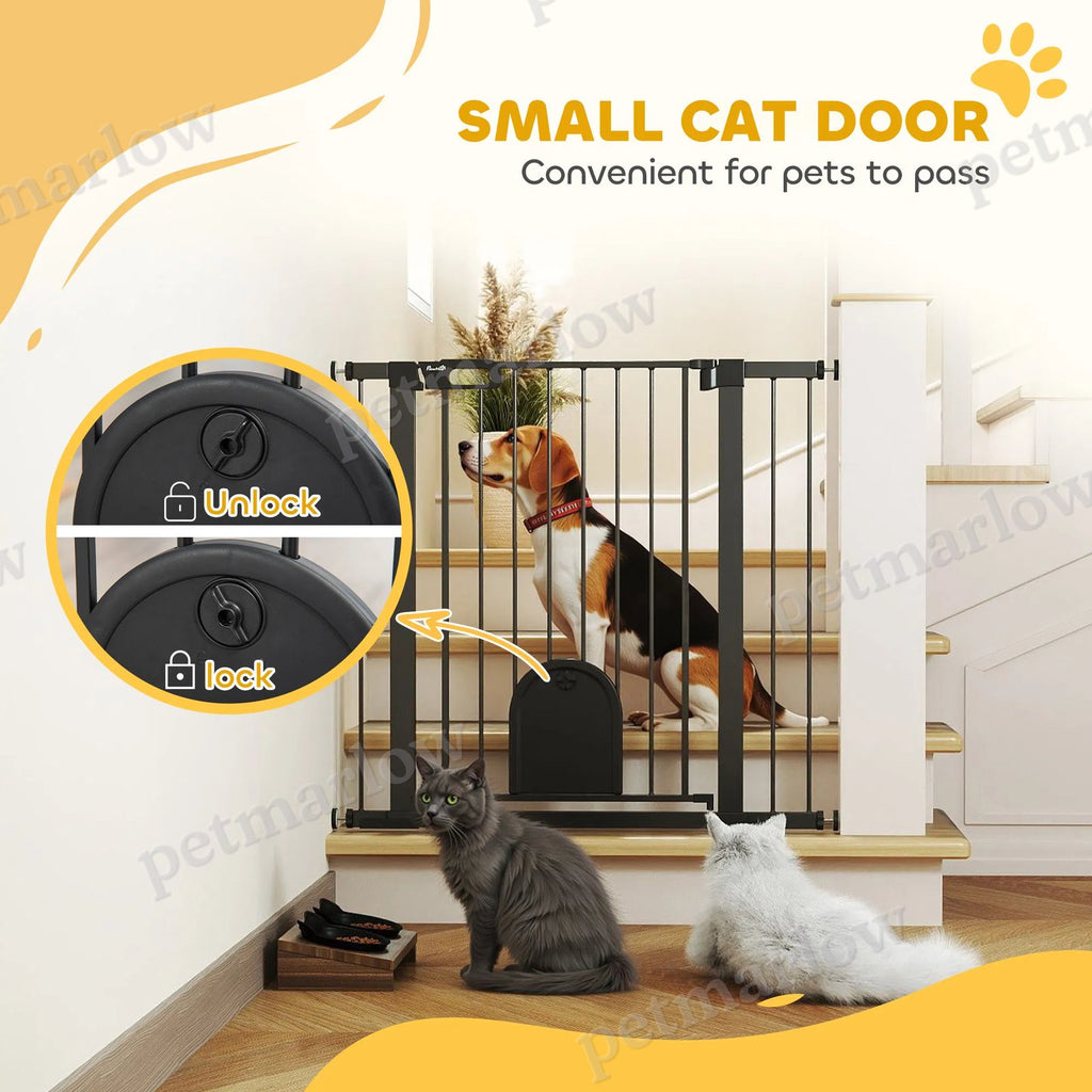 Extra Wide Pet Gate Barrier with Small Door for Dogs – view 4