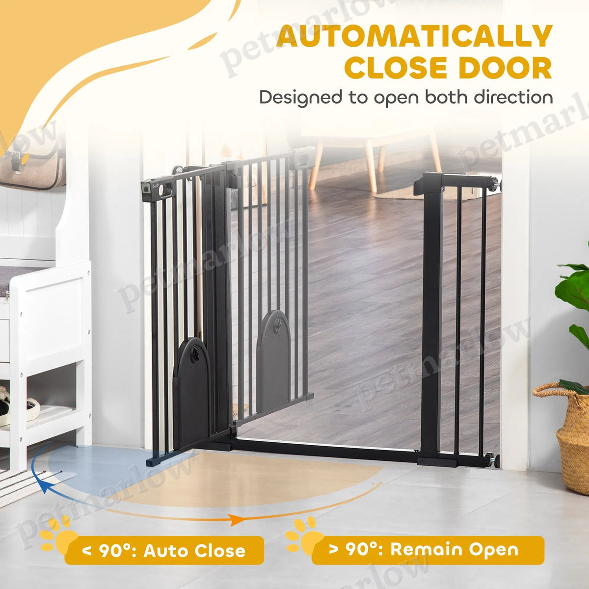 Extra Wide Pet Gate Barrier with Small Door for Dogs – view 5