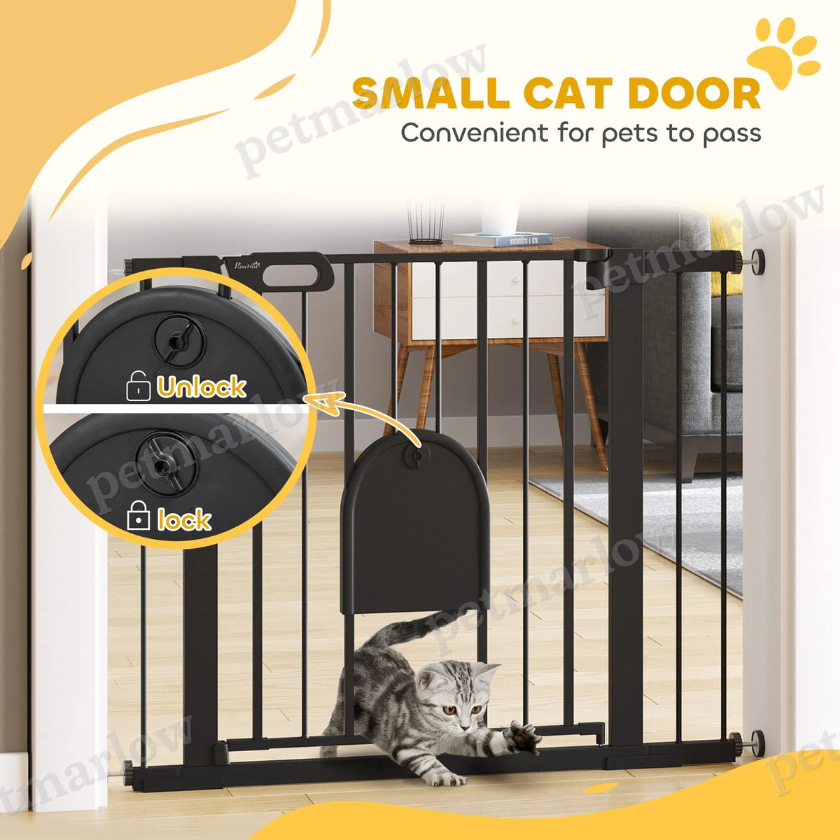 Extra Wide Pet Gate Barrier with Small Door for Dogs – view 6