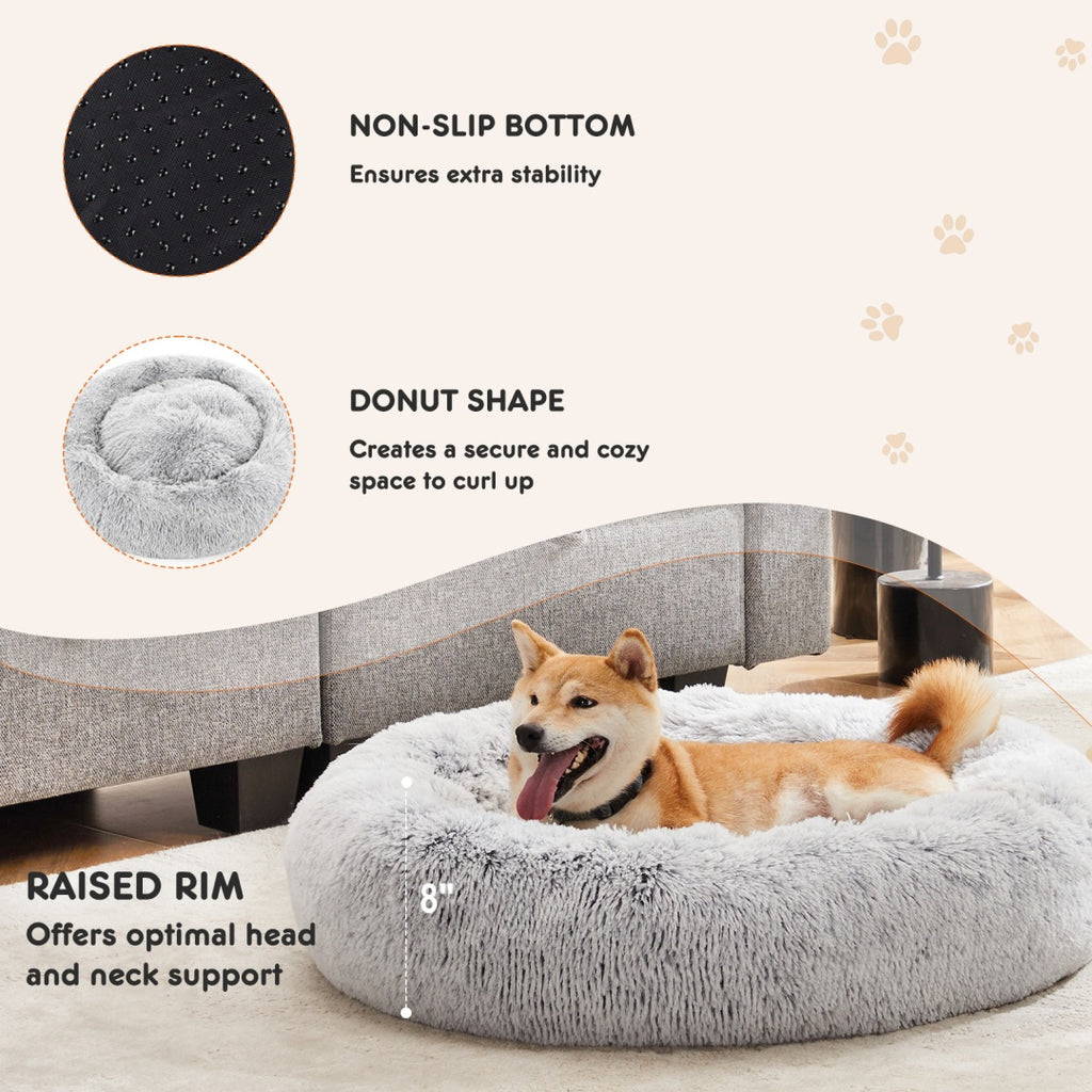 Round Faux Fur Donut Pet Bed