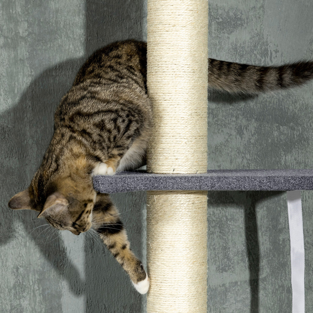 Floor To Ceiling Cat Tree with Adjustable Height and Scratching Areas – view 7