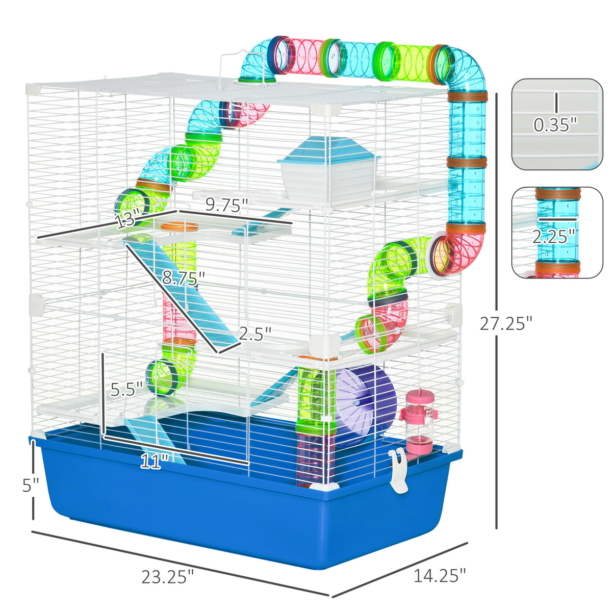 5-Tier Hamster Cage with Wheel and Water Bottle – view 7
