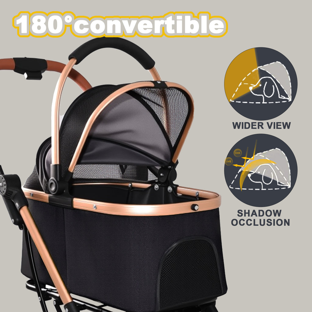Pet Stroller for Dogs and Cats with Detachable Basket – view 11