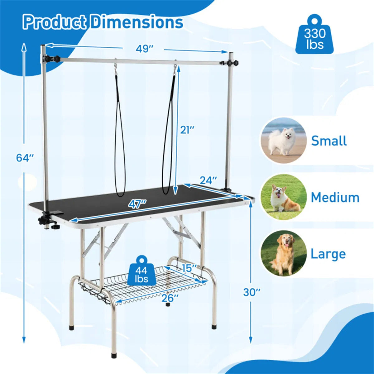 Foldable Pet Grooming Table with Adjustable Arms – view 7