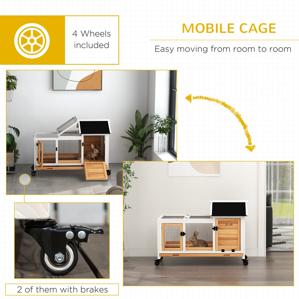 Wooden Rabbit Hutch with Wheels for Small Animals – view 8
