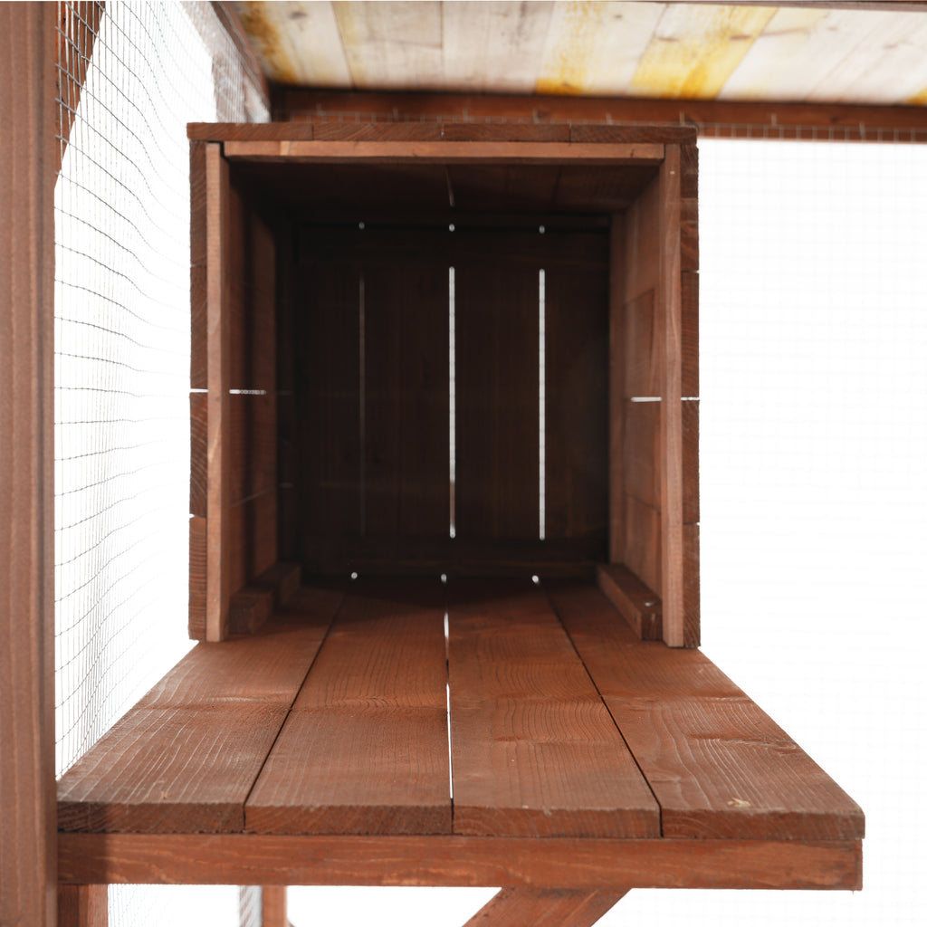 Large 2-Tier Outdoor Wooden Cat Enclosure with Lockable Wheels – view 8