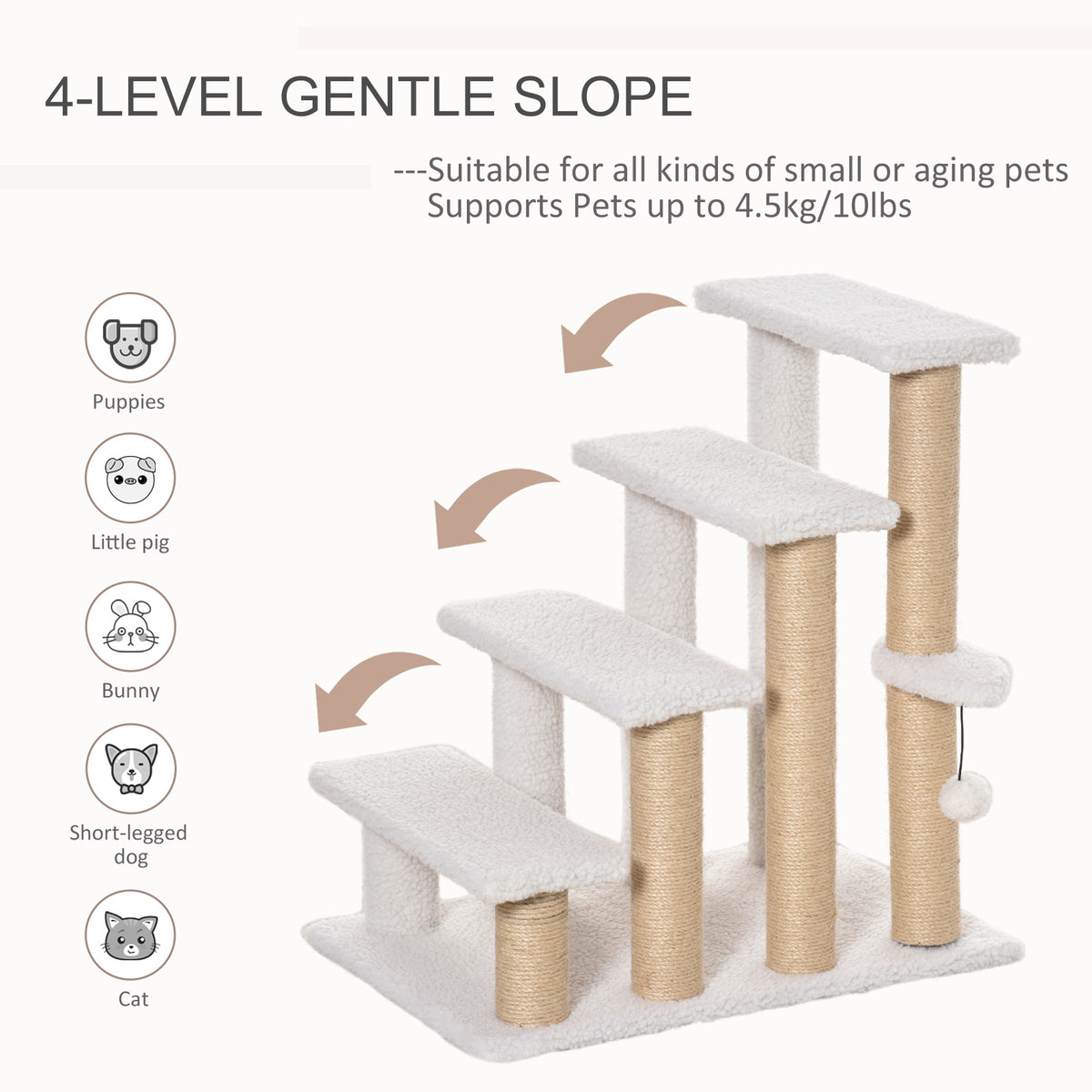4 Levels Cat Steps with Scratching Posts – view 9