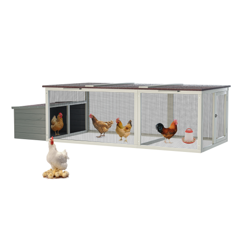 Large Wooden Chicken Coop with Nesting Box and Weatherproof Roof – view 11