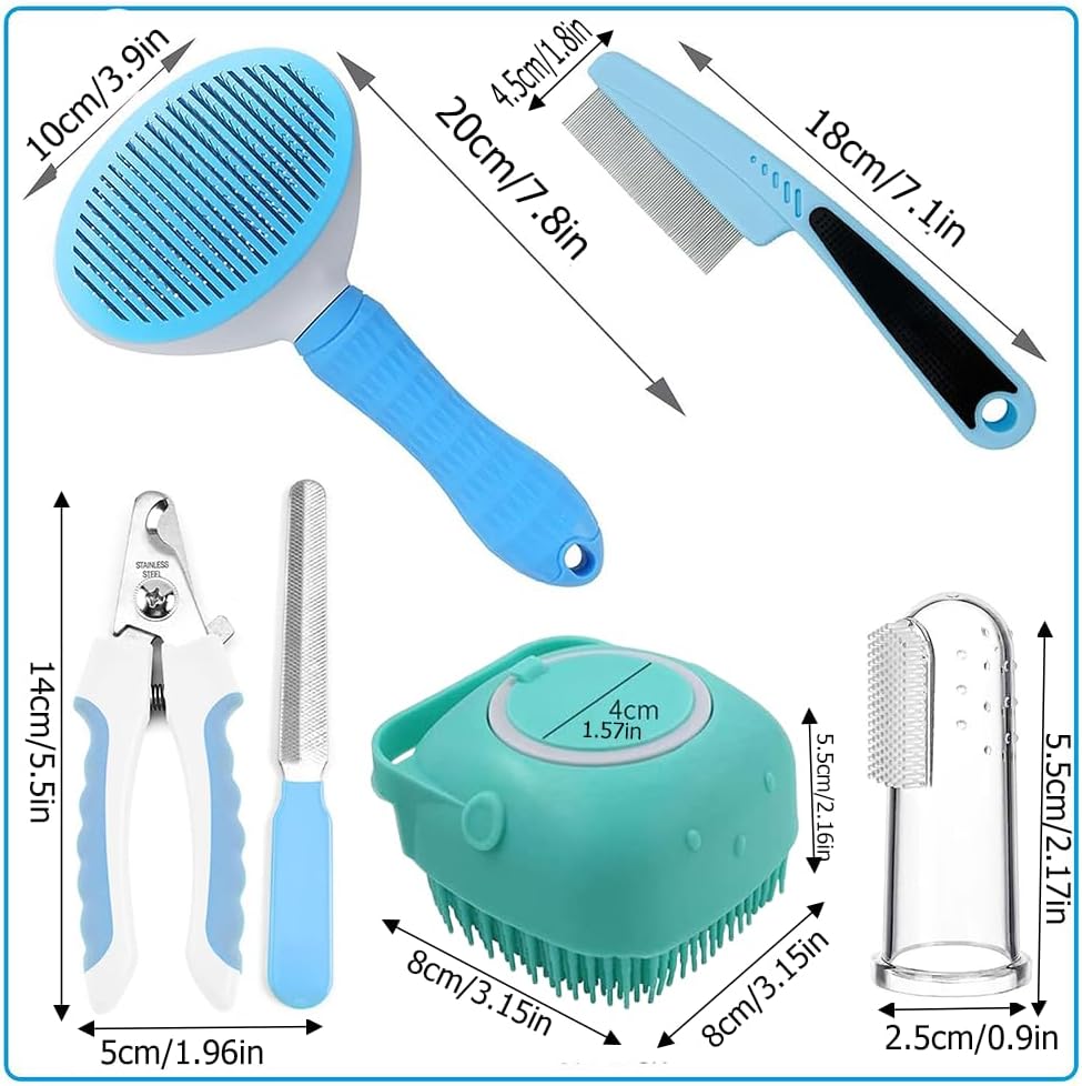 7-Piece Pet Grooming Kit with Self-Cleaning Brush