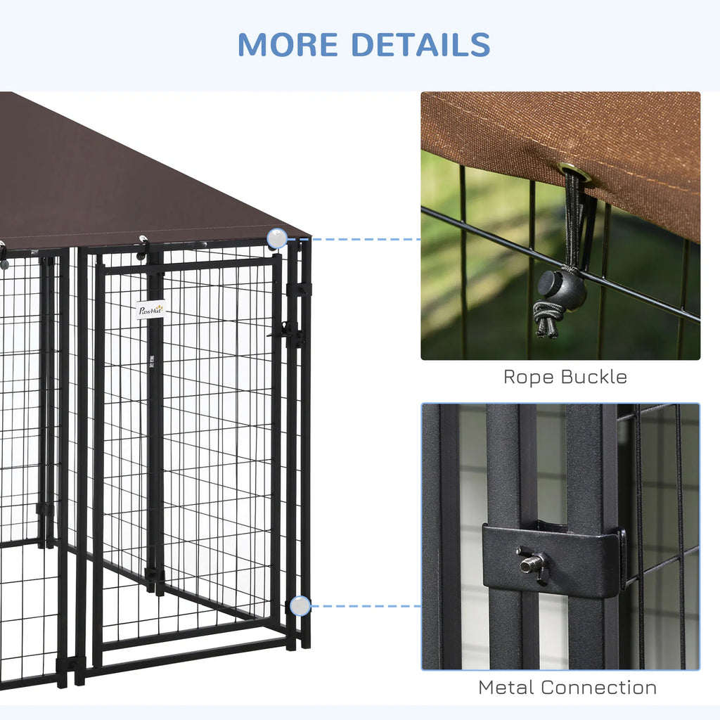 Outdoor Dog Kennel with Lockable Canopy Top – view 7