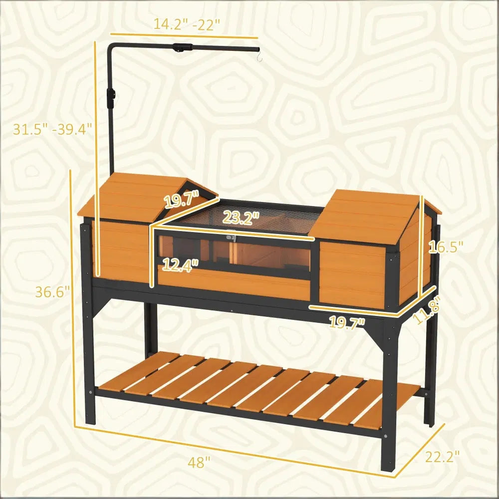 Turtle Cage with Dual Hide Boxes and Adjustable Lamp Holder – view 9