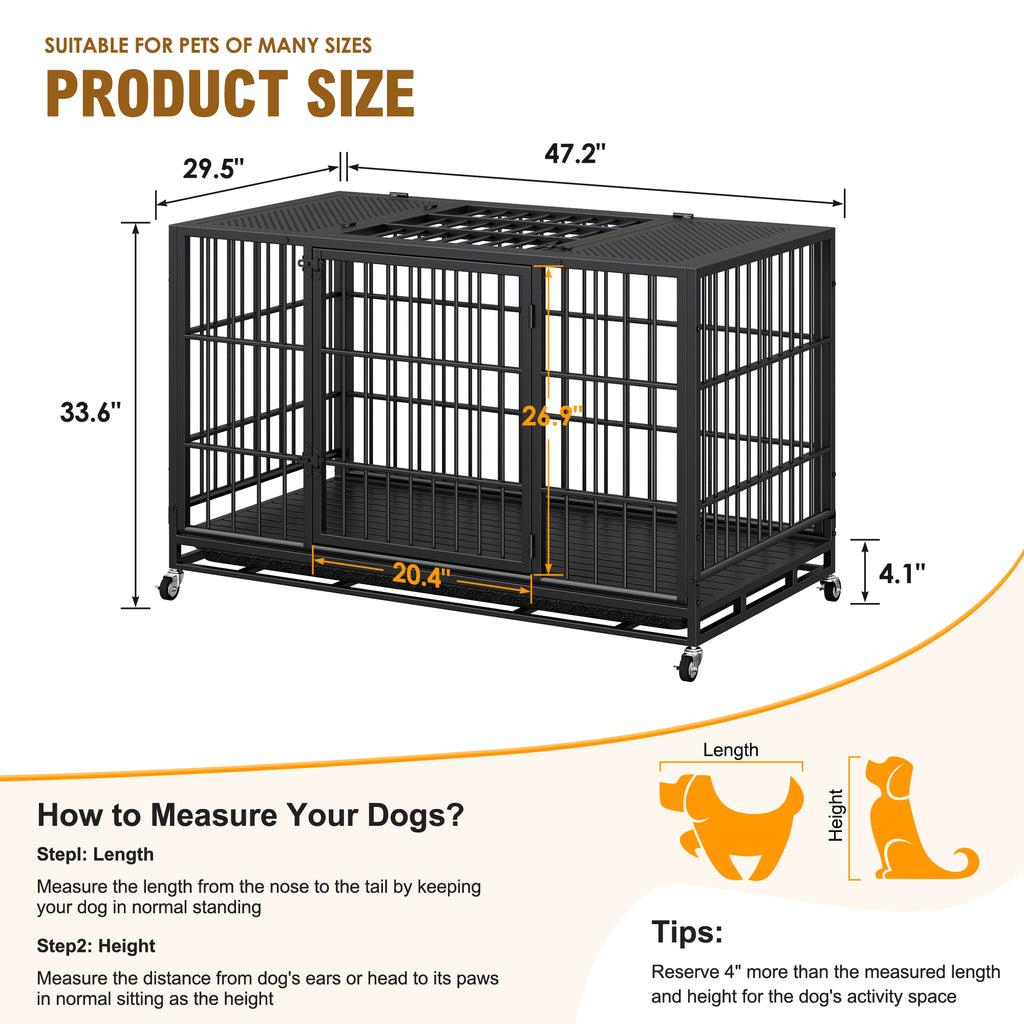 Heavy Duty Dog Crate with Lockable Wheels – view 7