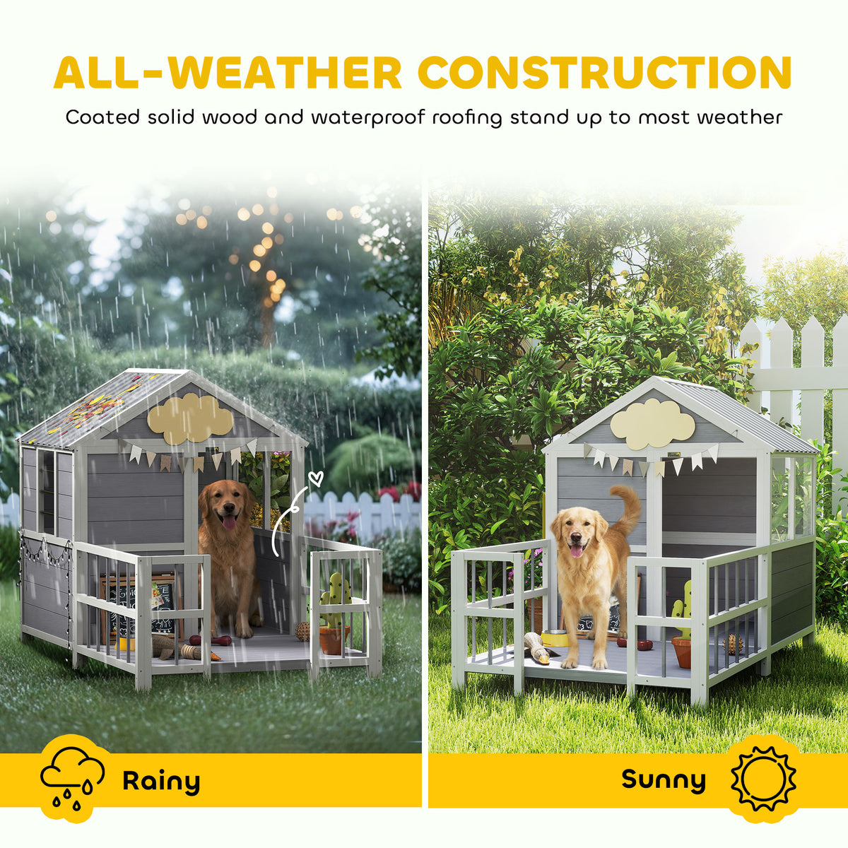 Wooden Dog House with Porch and Weatherproof Roof – view 8