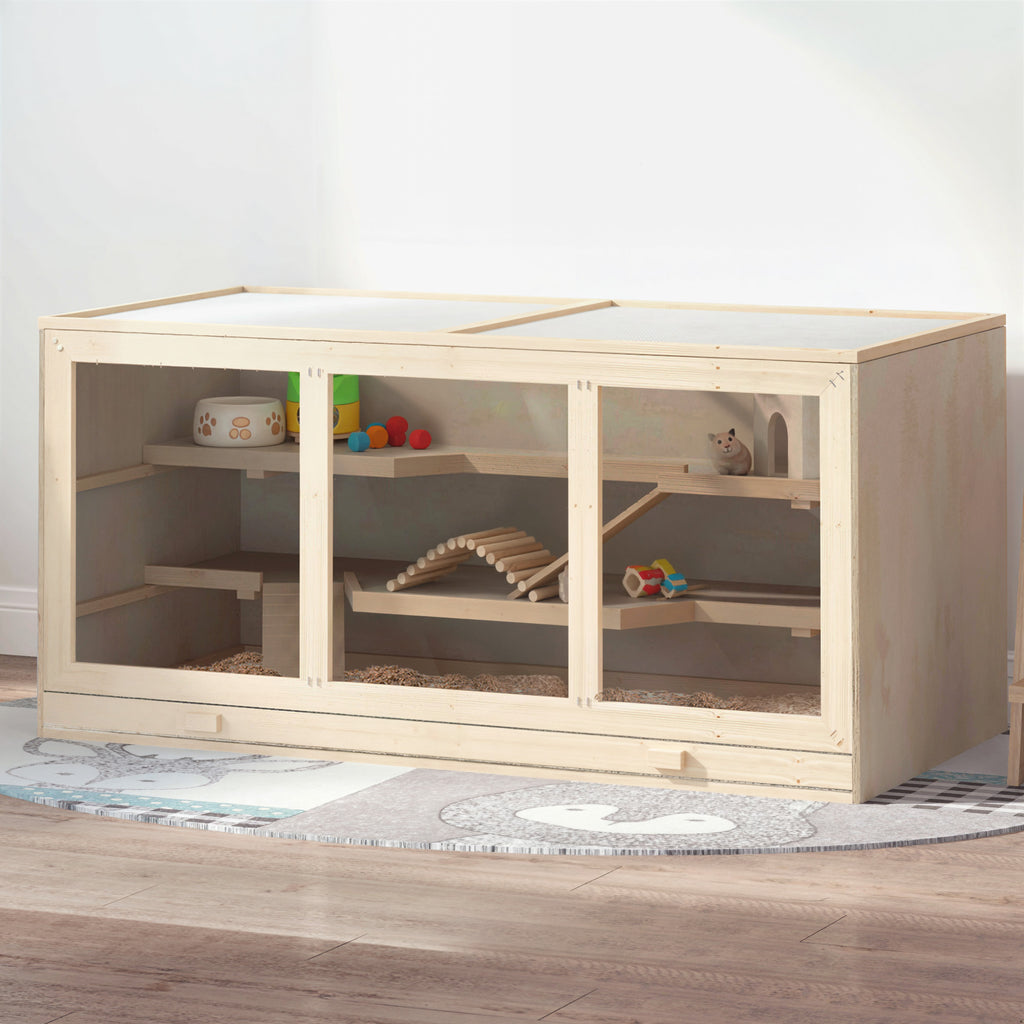 Wooden Hamster Cage with Multi-Level Design and Opening Roof – view 9