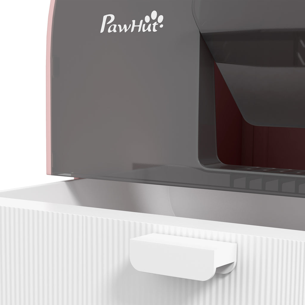 Hooded Cat Litter Box with Scoop and Filter, Pink – view 9