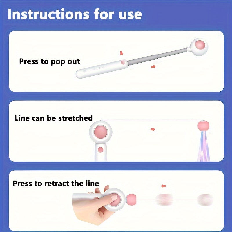 Cat Teaser Stick, Retractable Cat Wand With Replacement Head, Cat Feather Toy, Cat Interactive Toy For – view 9