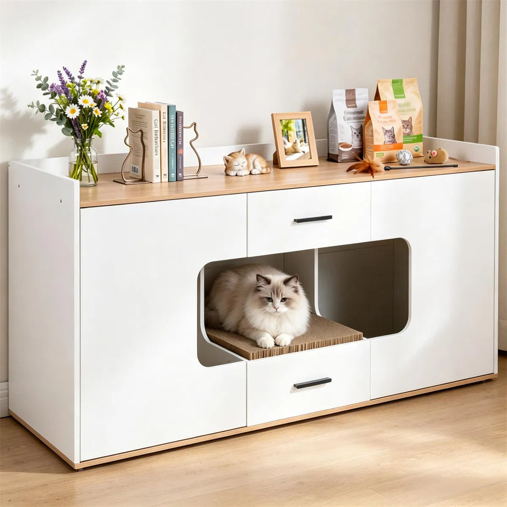 Cat Litter Box Enclosure with Storage & Scratching Board – view 7
