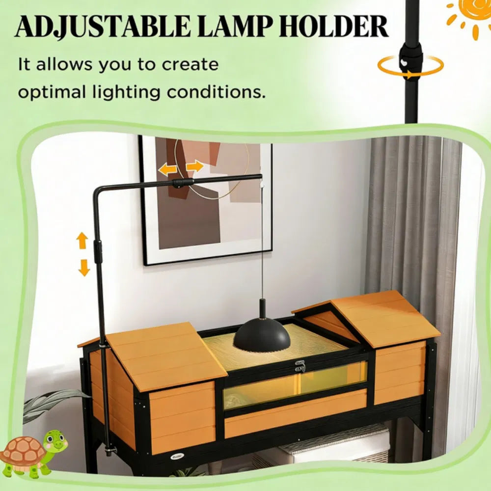 Turtle Cage with Dual Hide Boxes and Adjustable Lamp Holder – view 7