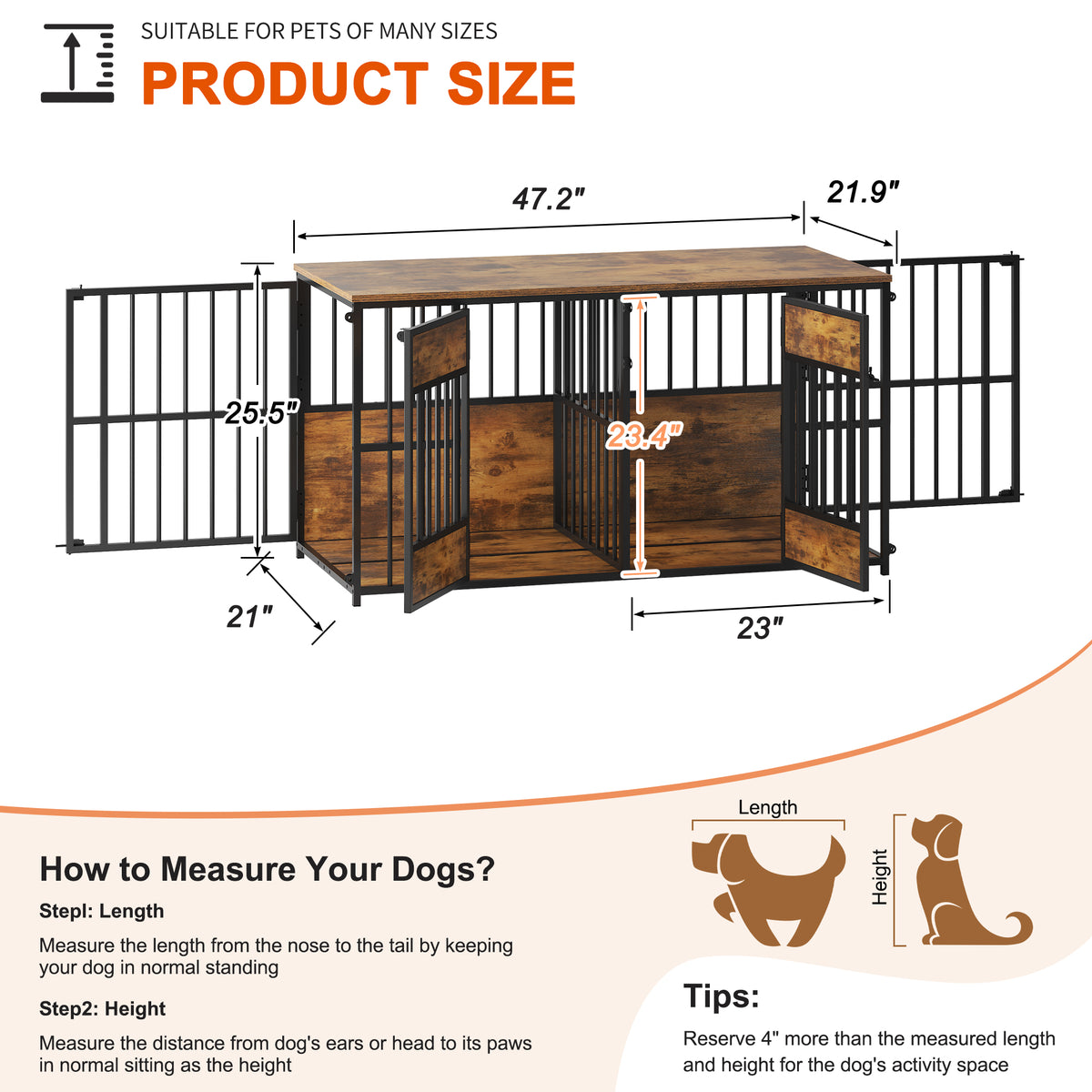 Wooden Dog Crate Furniture with Storage Top for Indoor Use – view 7