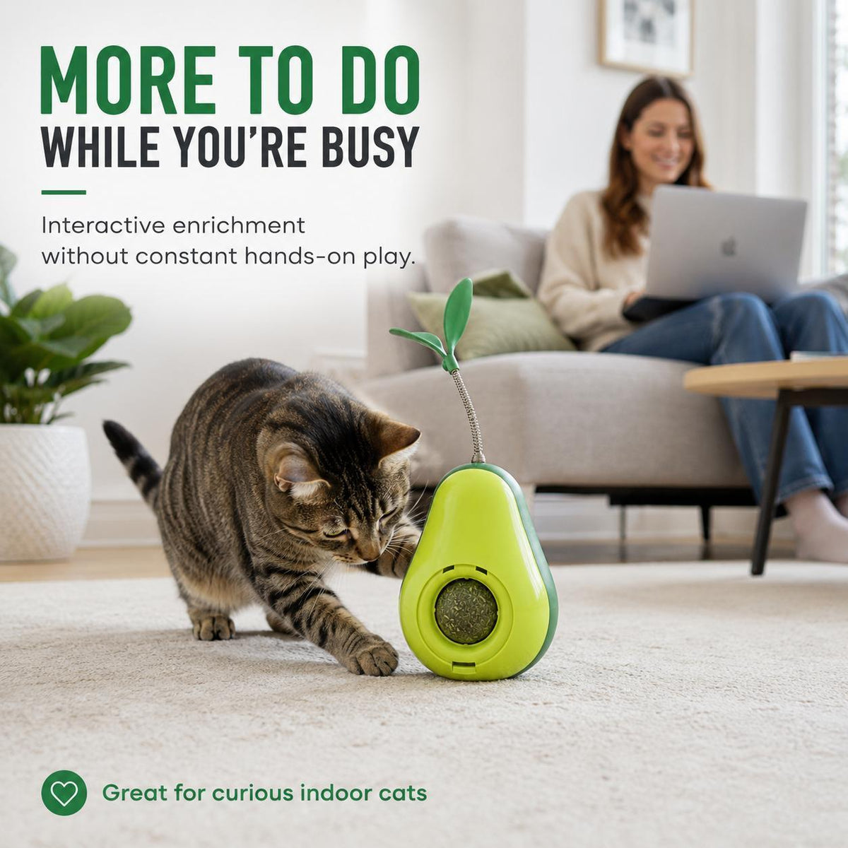 Avocado-Shaped Cat Tumbler Toy for Interactive Play – view 9