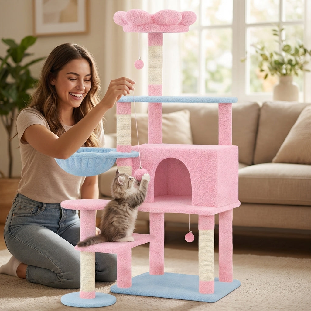Flower Cat Tree with Large Condo and Removable Cushion – view 13