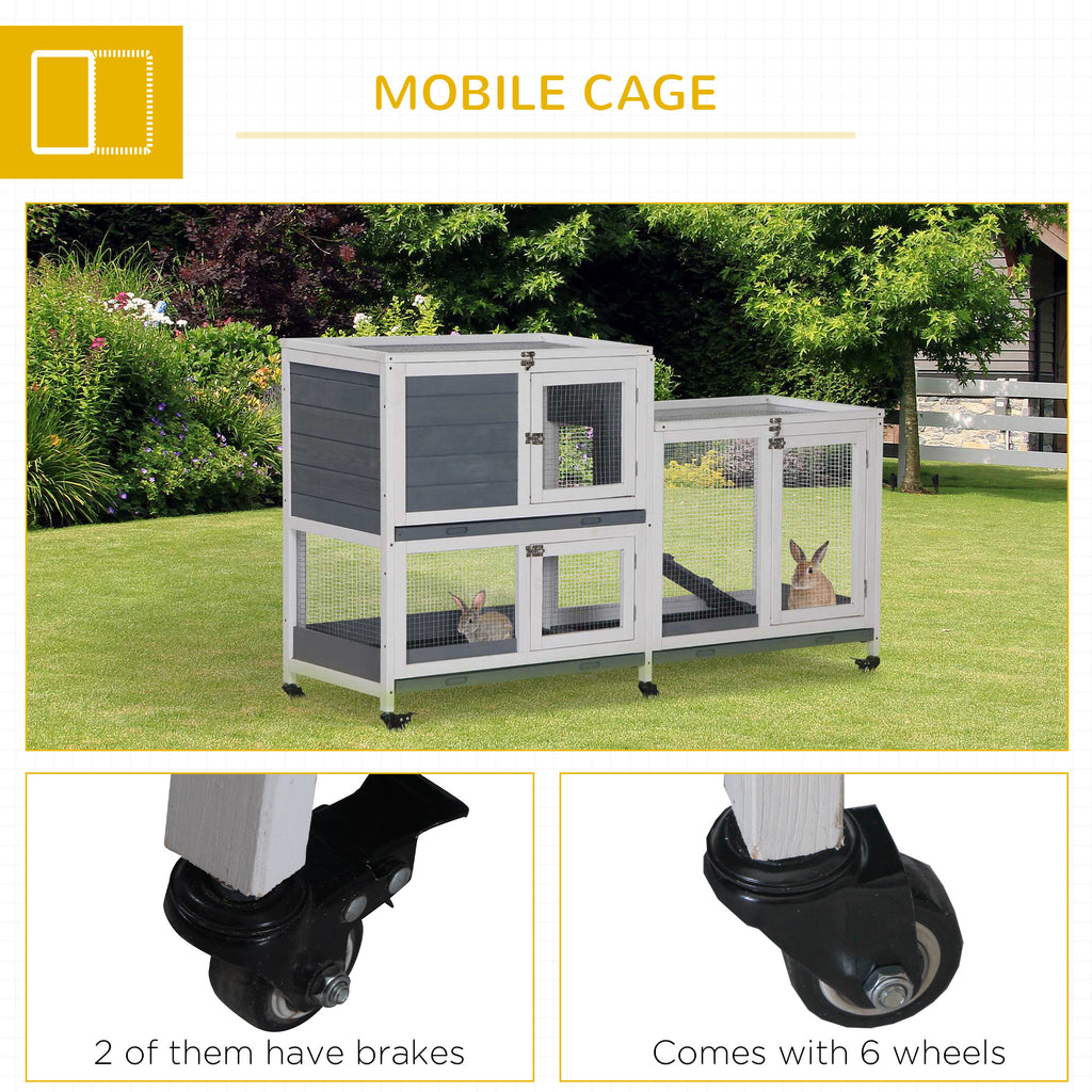 Wooden Rabbit Hutch for Small Animals with Lockable Doors – view 9