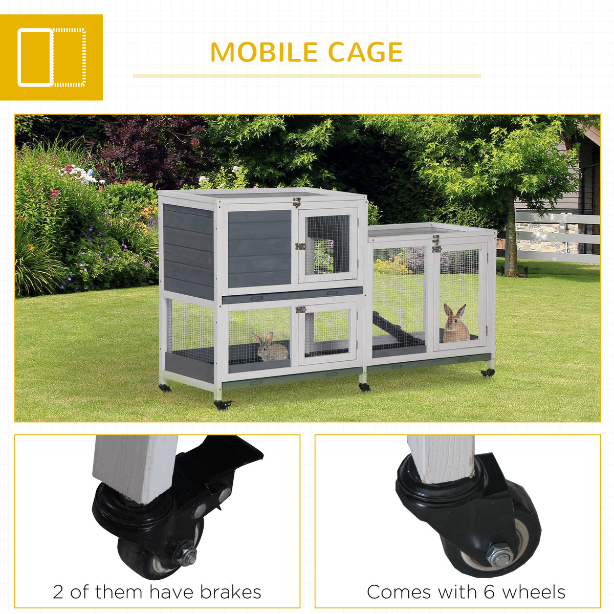 Wooden Rabbit Hutch for Small Animals with Lockable Doors – view 9