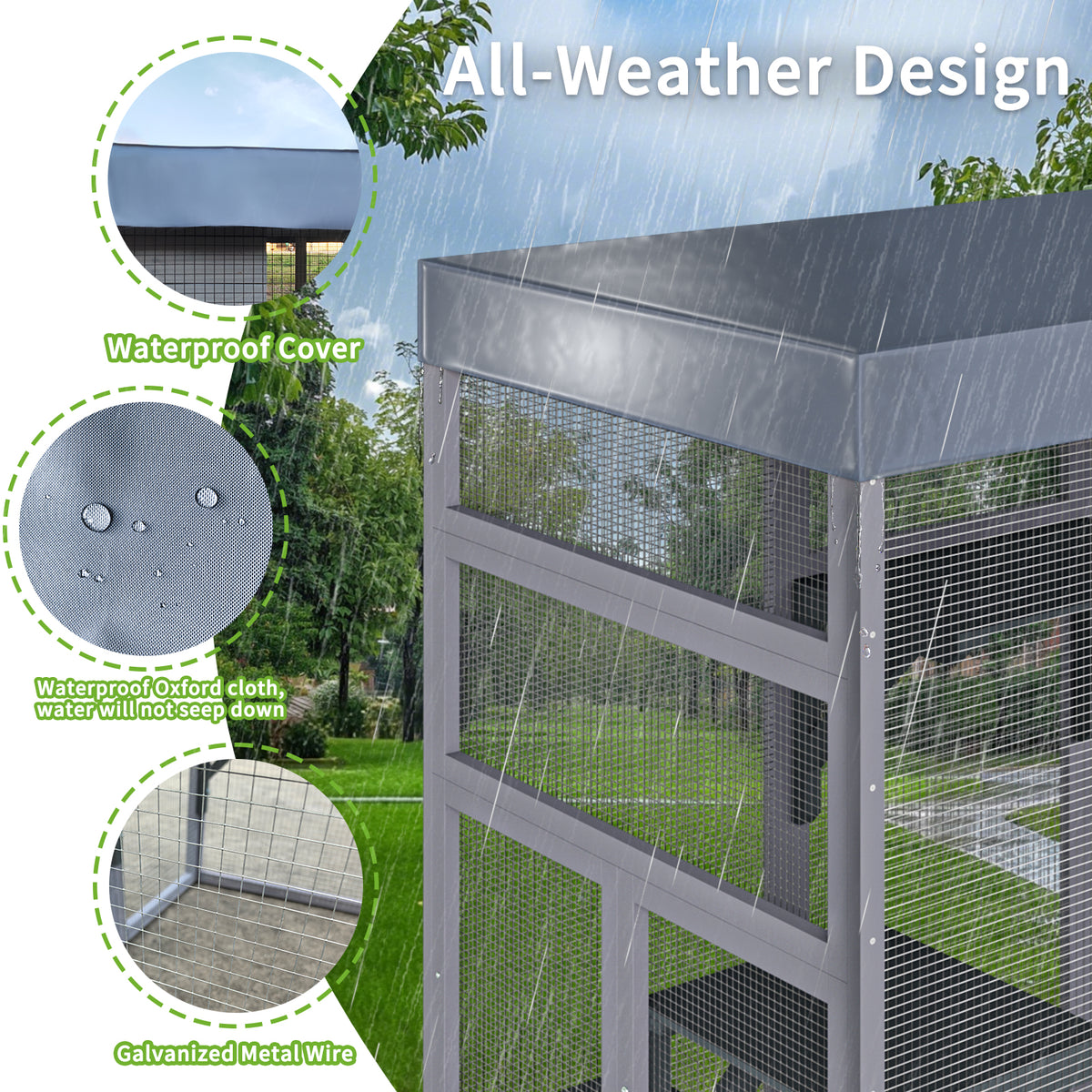 Large Wooden Catio with Waterproof Roof – view 12