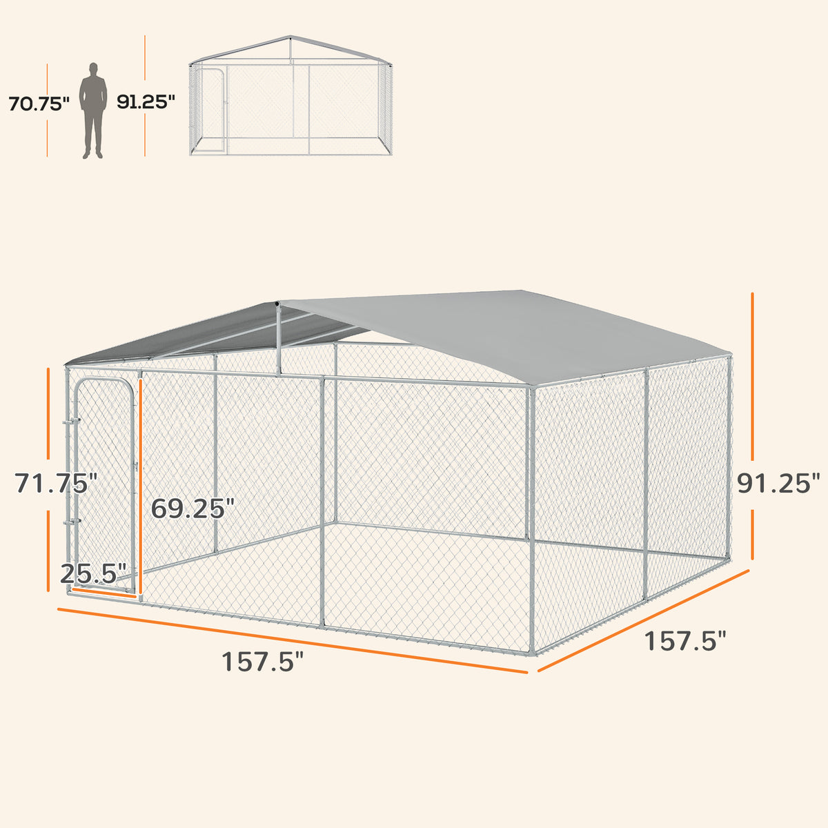Dog Kennel Outdoor Dog Run with Canopy – view 7