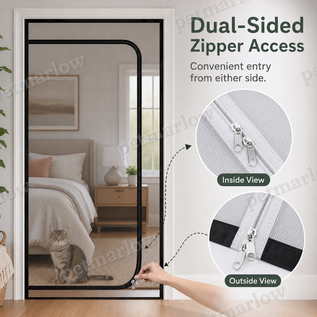 Fine-Grid Dual-Zipper Pet Mesh Door (No-Drill Install) – view 6