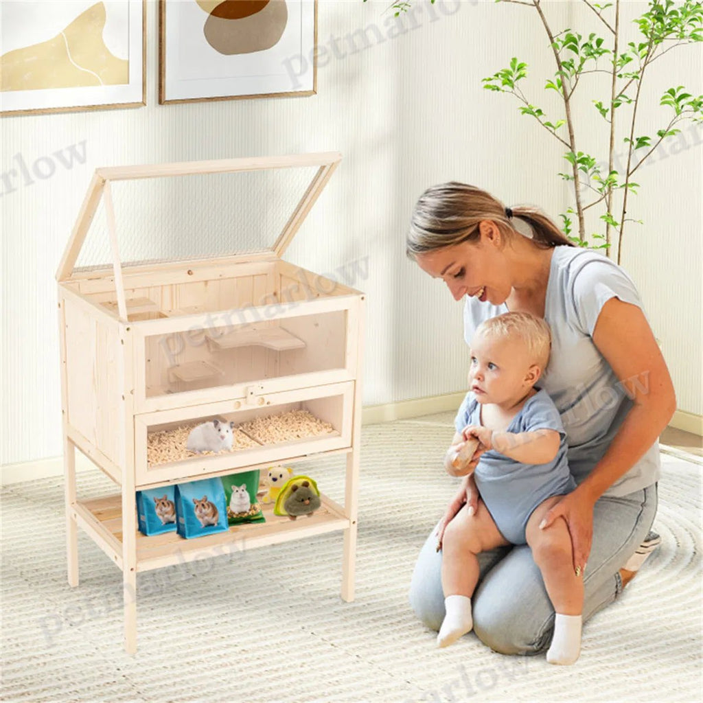 Fir Wood Hamster Cage with Flip Roof – view 4