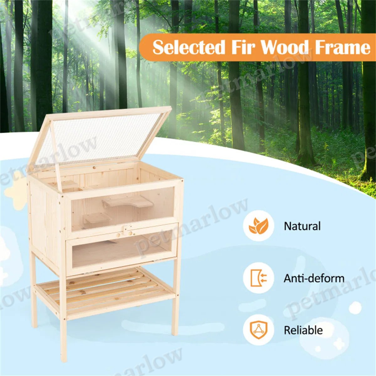 Fir Wood Hamster Cage with Flip Roof – view 5