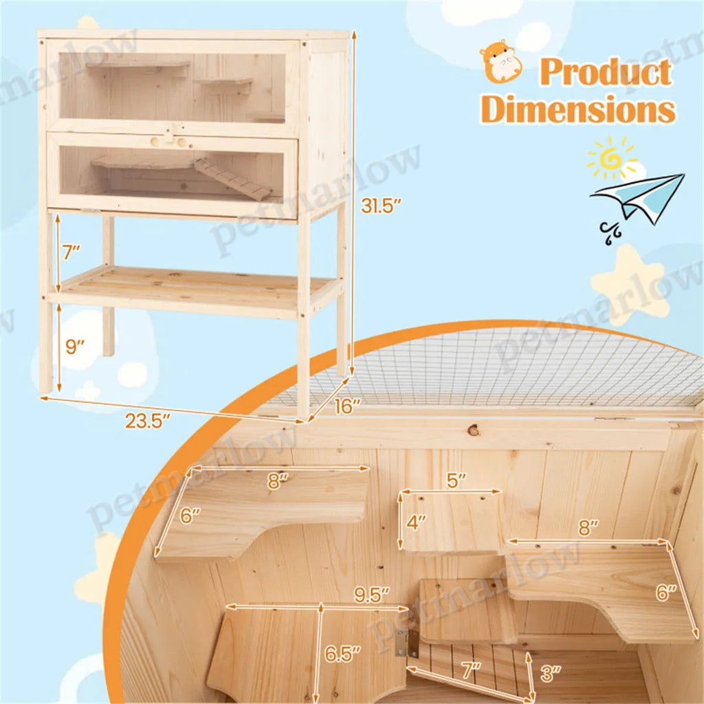 Fir Wood Hamster Cage with Flip Roof – view 6